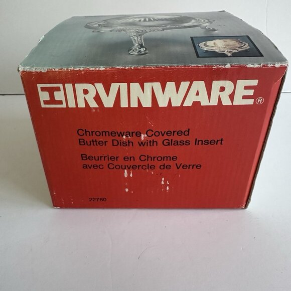VTG NIOB IRVINWARE 1980s Chromeware Covered Butter Dish Glass Insert Retro 22780 - Picture 11 of 15